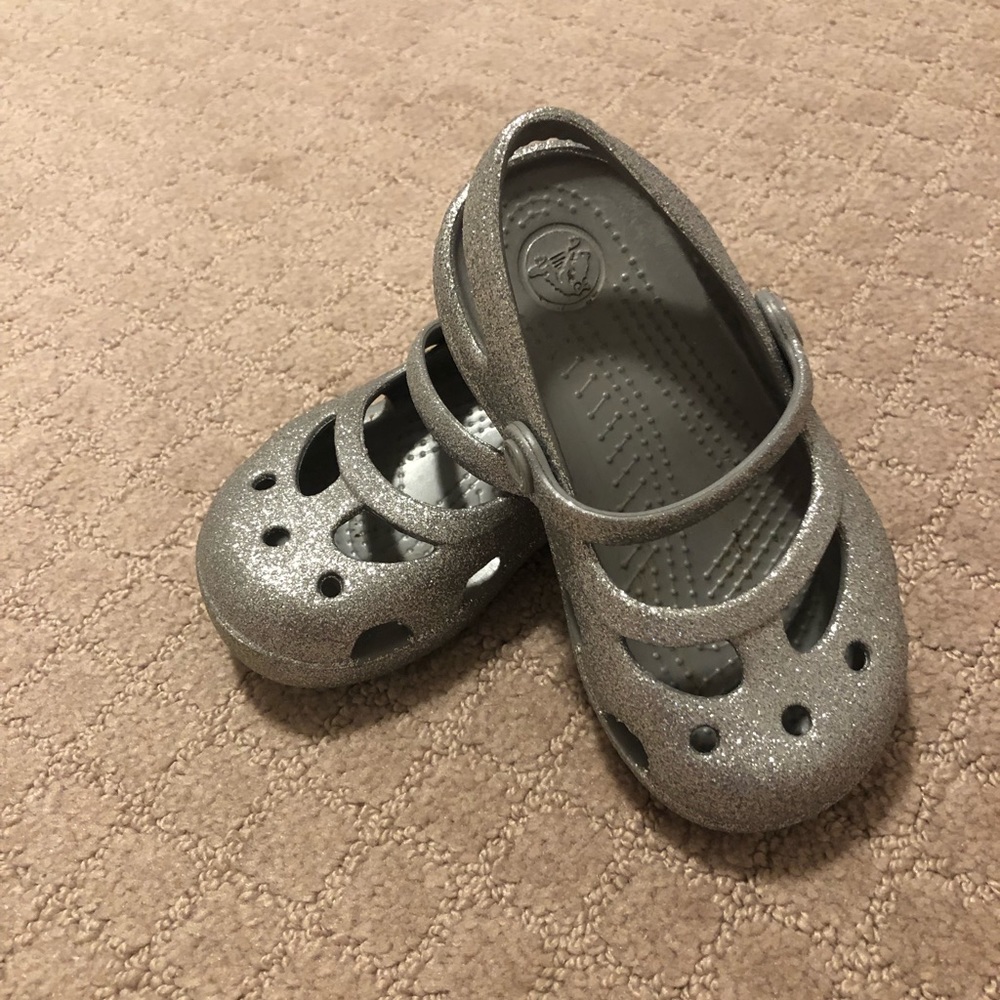 Silver Mary-Jane Crocs Size 7